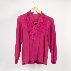 100% silk vintage peony blouse
